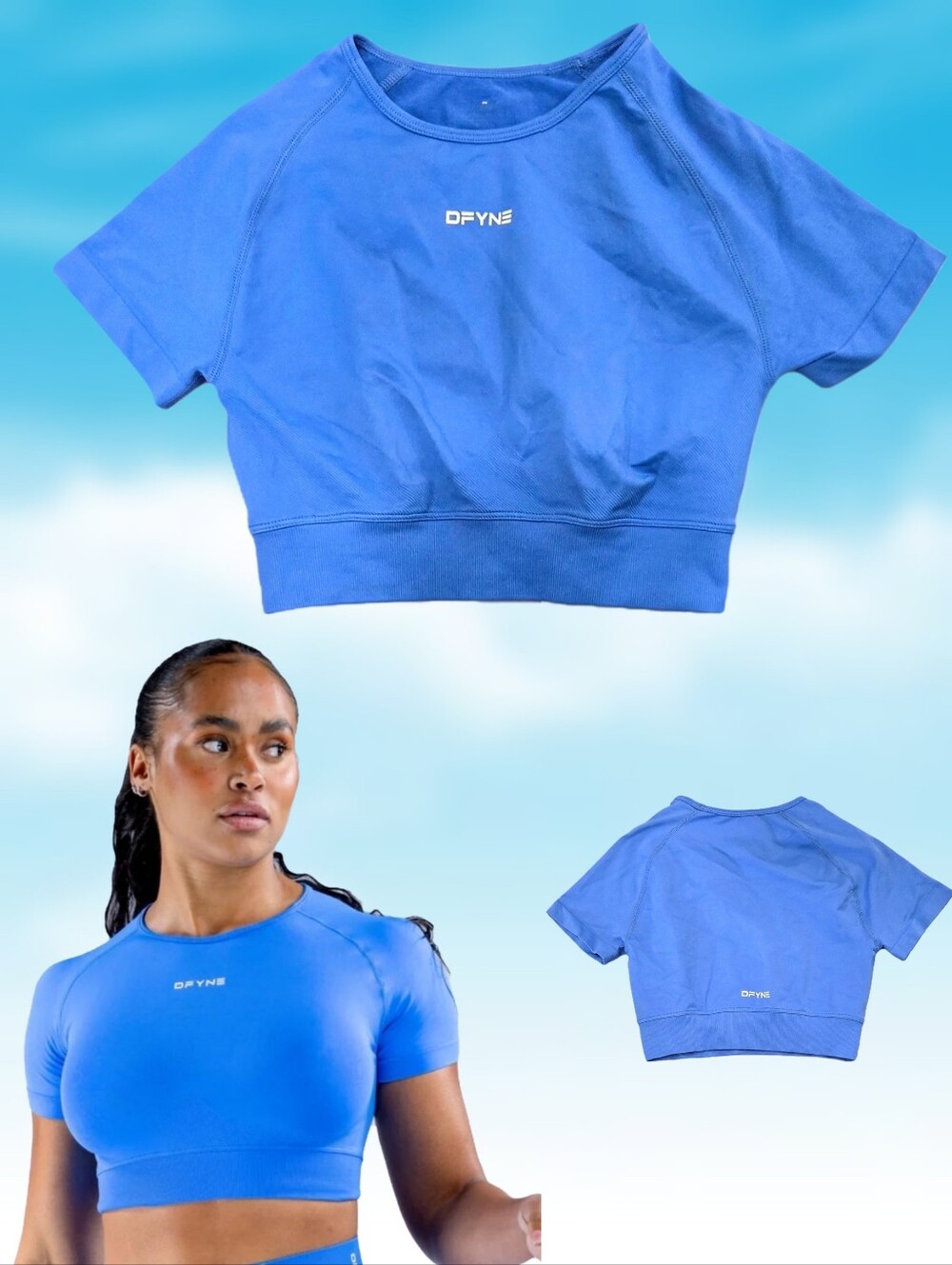 DFYNE Impact Cropped Tee Electric Blue (DISCONTINUED STYLE)